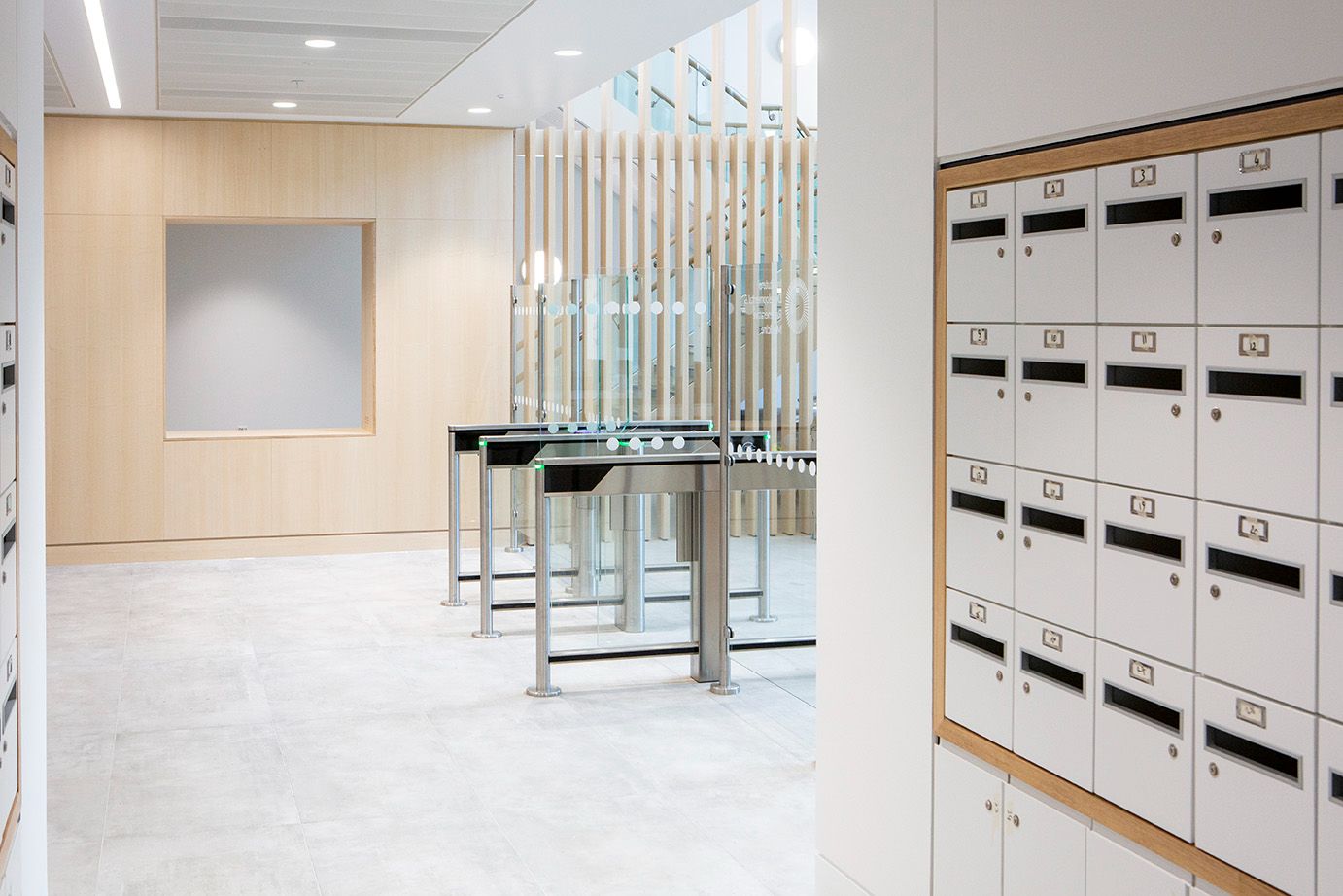 Individual mailbox collection area in the front entrance