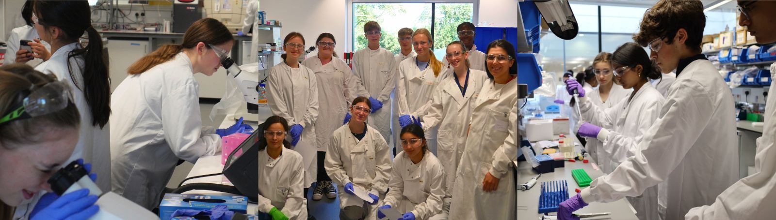 Various images of school and college students visiting the IDRM laboratory